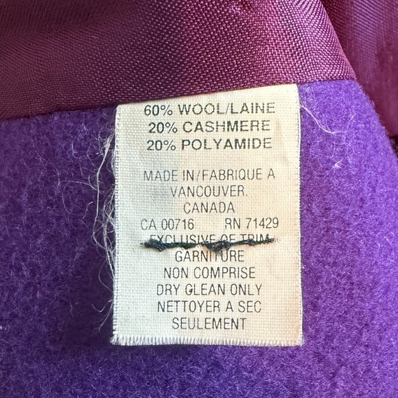 Vintage MR JAX Women's Double Breasted Purple Wool Cashmere Blend Blazer Size 12 - Picture 6 of 6